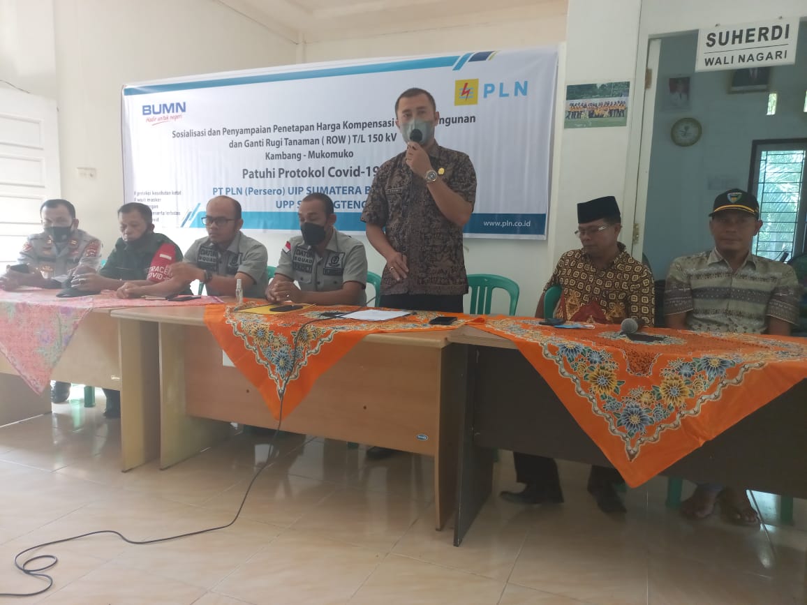 Kegiatan Sosialisasi Kompensasi ROW dibawah jalur di Nagari Tigo Sungai Inderapura 14-04-2022
